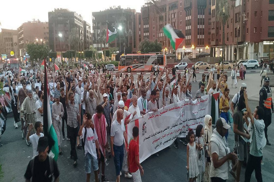 أكثر من 55 مسيرة ووقفة في 40 مدينة مغربية تضامنًا مع غزة