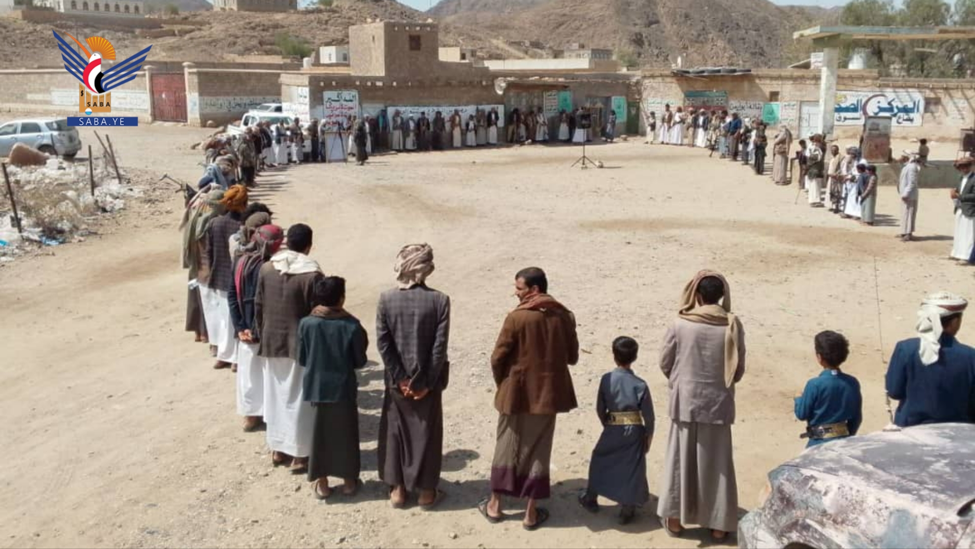 وقفة لأبناء قبيلة الأعروش بمديرية خولان نصرة لغزة والبراءة من الخونة