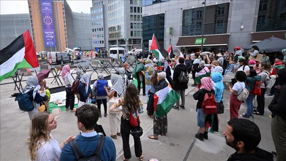 بلجيكا.. مظاهرة منددة بتواطؤ شركتين في إبادة غزة
