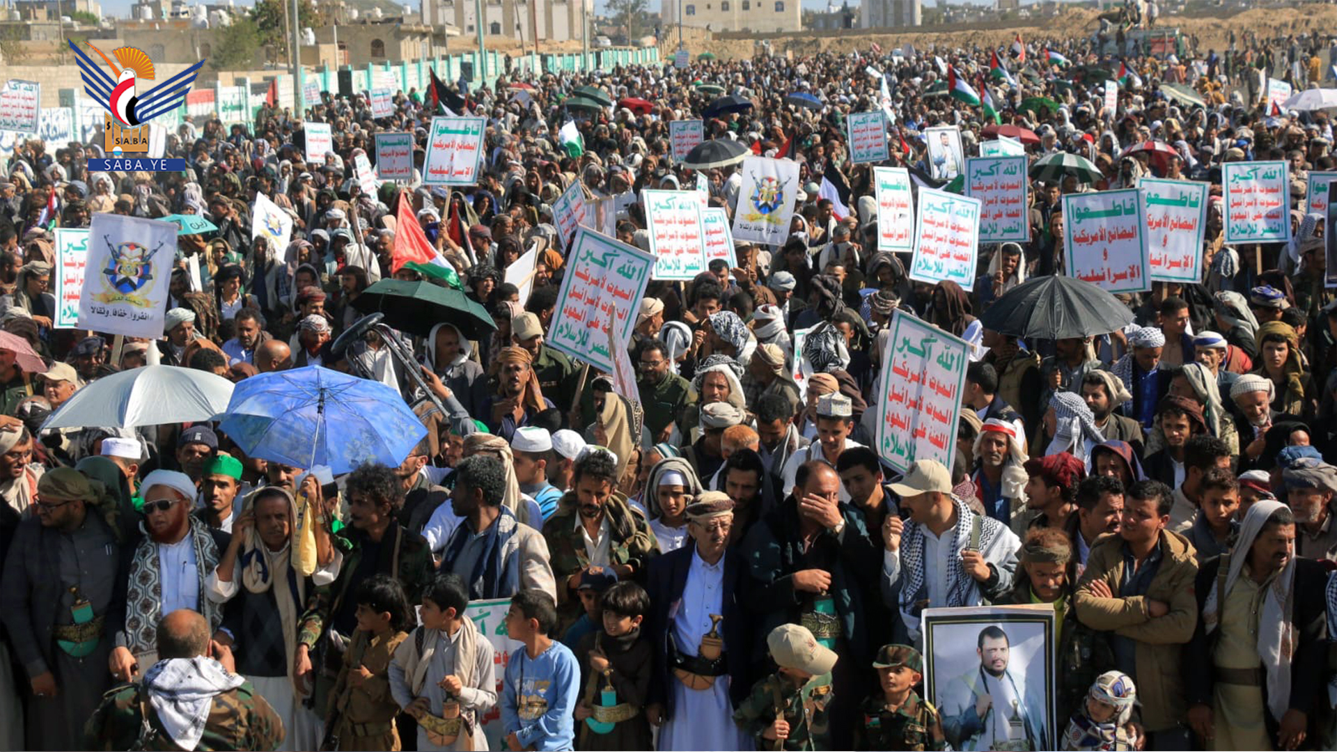 مسيرتان حاشدتان في مديريتي التعزية ومقبنة تضامناً مع الشعب الفلسطيني