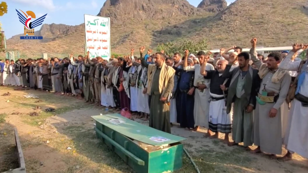 تشييع جثمان الشهيد مازن شميلة في مديرية بني سعد بالمحويت