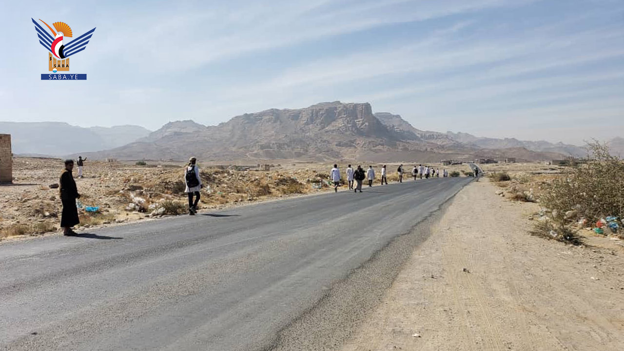 مسير راجل لخريجي الإسعافات الأولية لدورات طوفان الأقصى في مديرية نهم