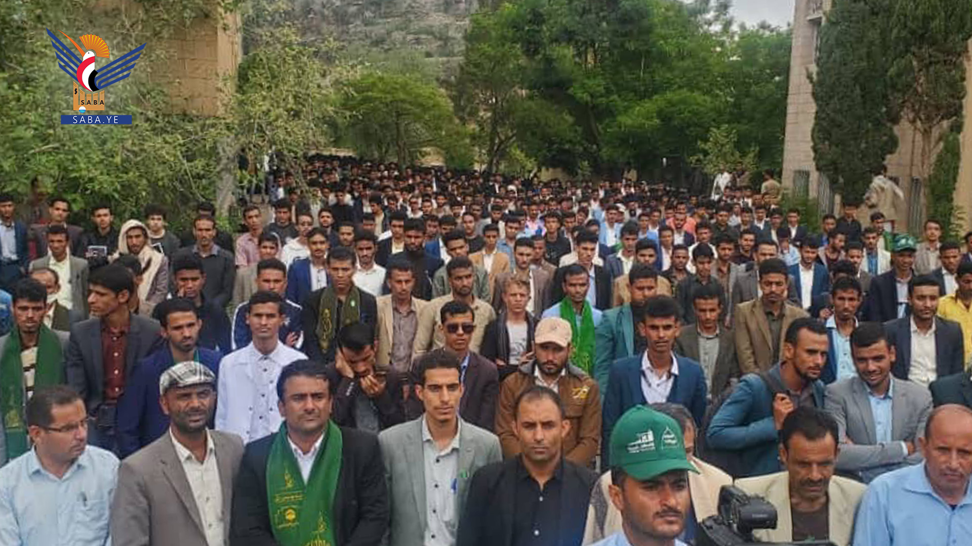 مسيرة في جامعة حجة تضامناً مع الشعب الفلسطيني