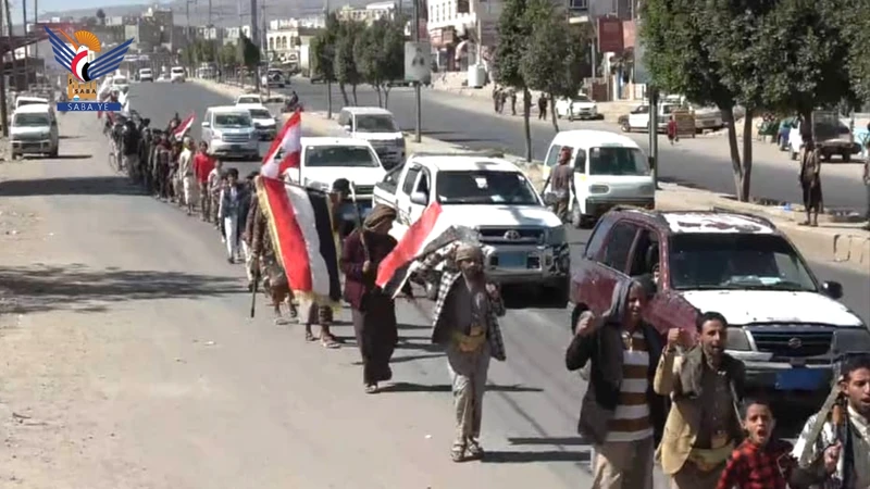 صنعاء .. مسير راجل ووقفة بسنحان بمرور عامين على عملية "طوفان الأقصى"