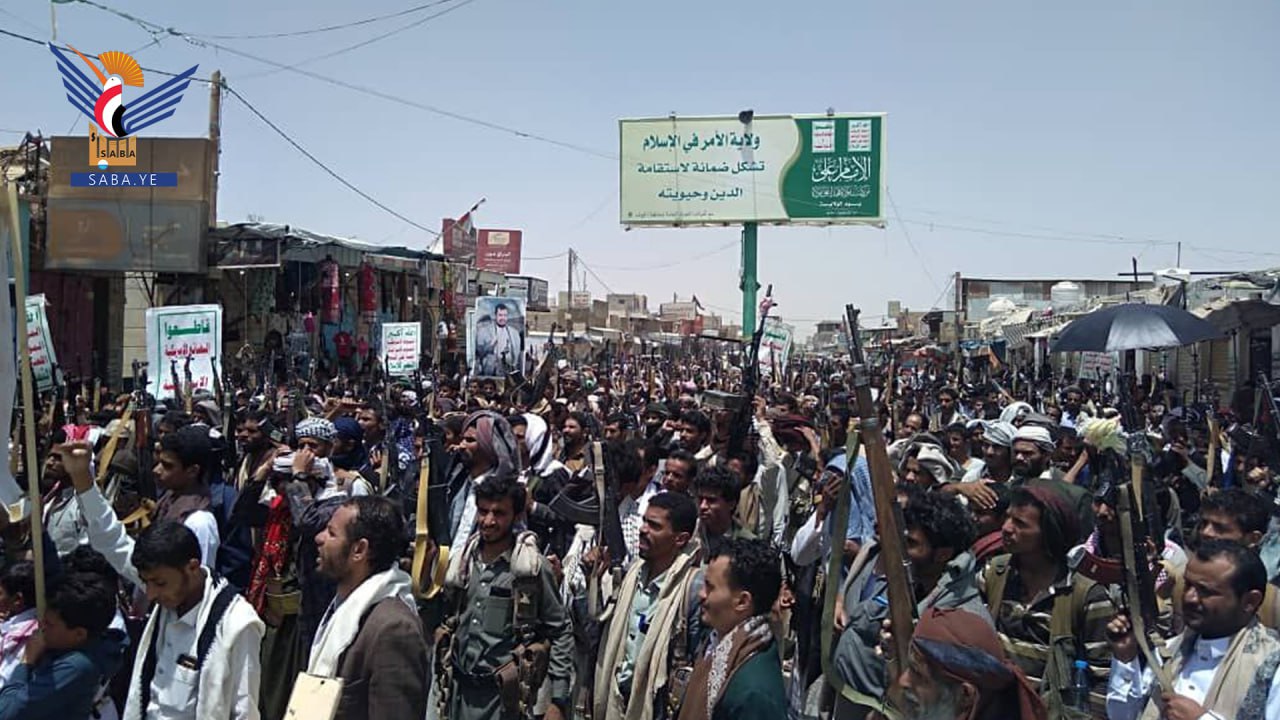 مسيرات حاشدة في الجوف تبارك انتصار الجمهورية الإسلامية على العدو الصهيوني