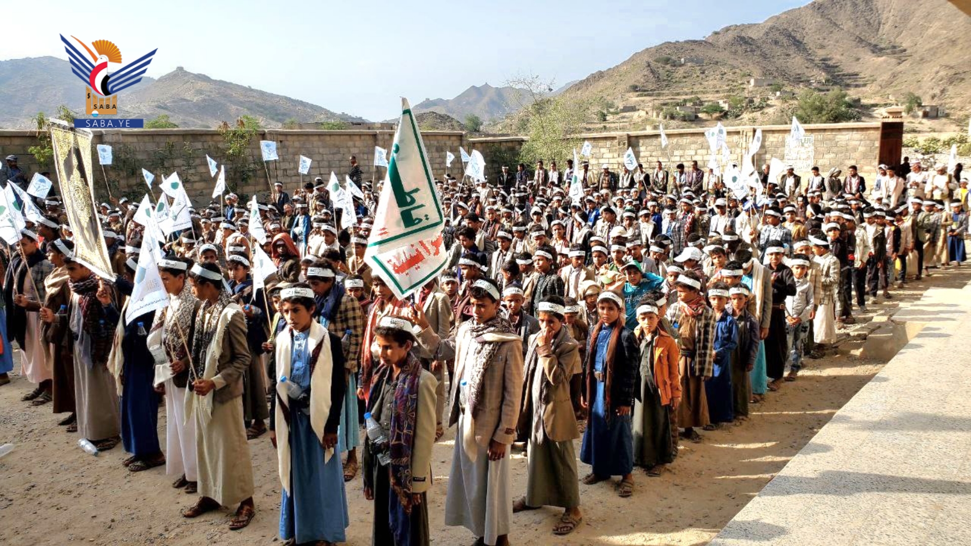 مسير وعرض لطلاب الدورات الصيفية في حجة تضامناً مع الشعب الفلسطيني 