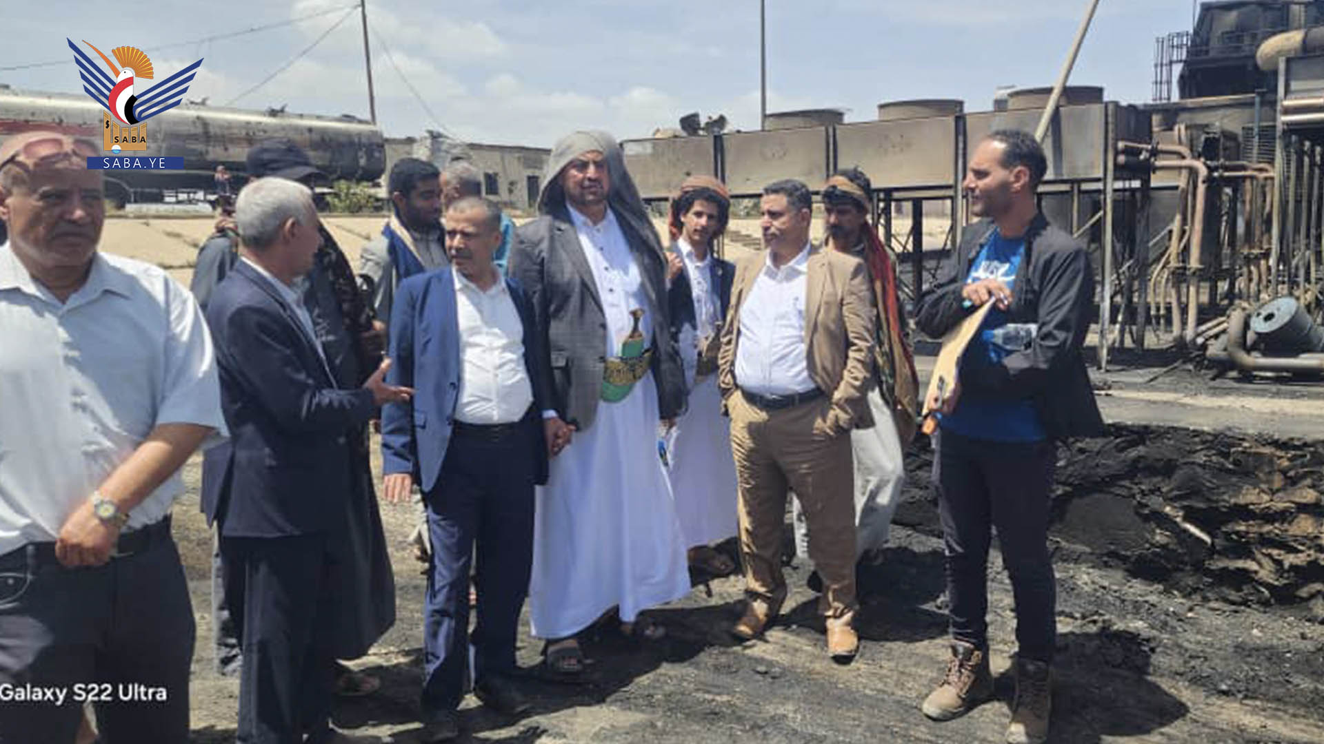 مفتاح وسيف وعُباد يتفقدون أضرار العدوان الإسرائيلي بمحطة كهرباء ذهبان المركزية