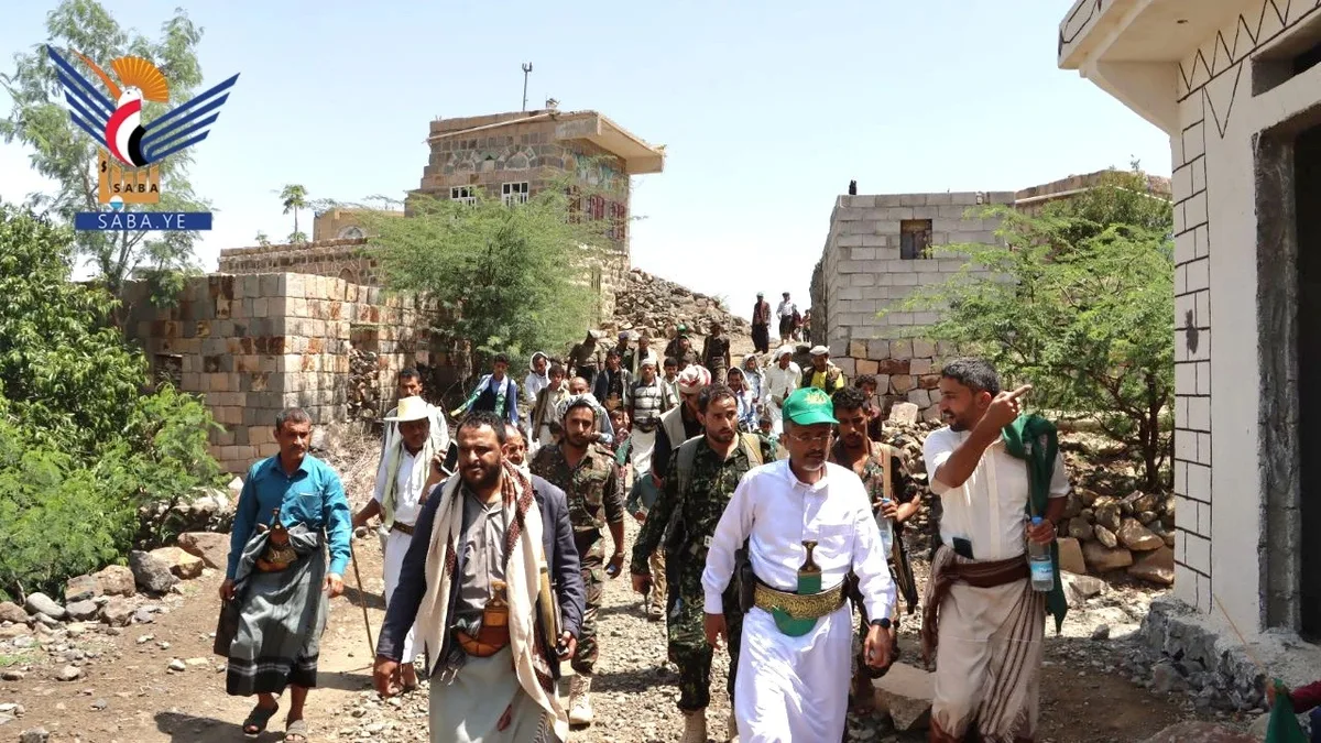 أمين عام رئاسة الجمهورية يتفقد أوضاع المواطنين المتضررين من السيول في ملحان بالمحويت