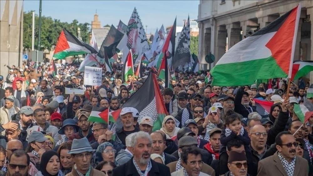الآلاف المغاربة يتظاهرون للتنديد بالعدوان الصهيوني على غزة وإيران