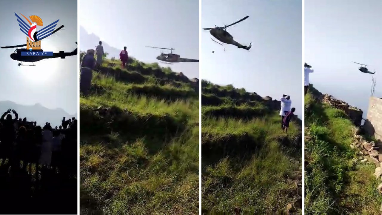 الطائرات المروحية تغيث منكوبي السيول بملحان 