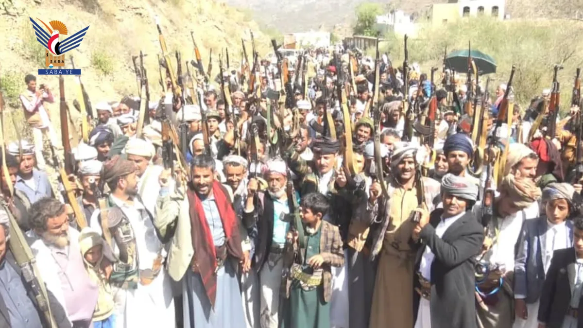 أبناء مديرية صعفان يعلنون النفير العام والجهوزية لمواجهة العدو السعودي