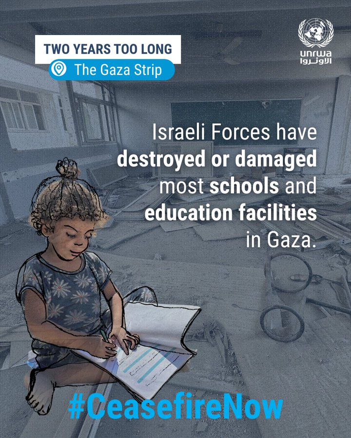 "أونروا": 660 ألف طفل في غزة حُرموا من التعليم للسنة الثالثة 