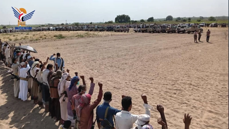 وقفة لقبائل بيت الفقيه والمنصورية والدريهمي تأكيدًا على استمرار التعبئة والاستعداد لمواجهة العدو