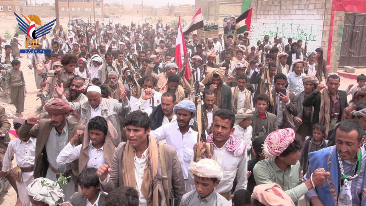 مسيرات الجوف تؤكد الثبات مع غزة وتبارك الرد الإيراني المزلزل على العدوان الصهيوني