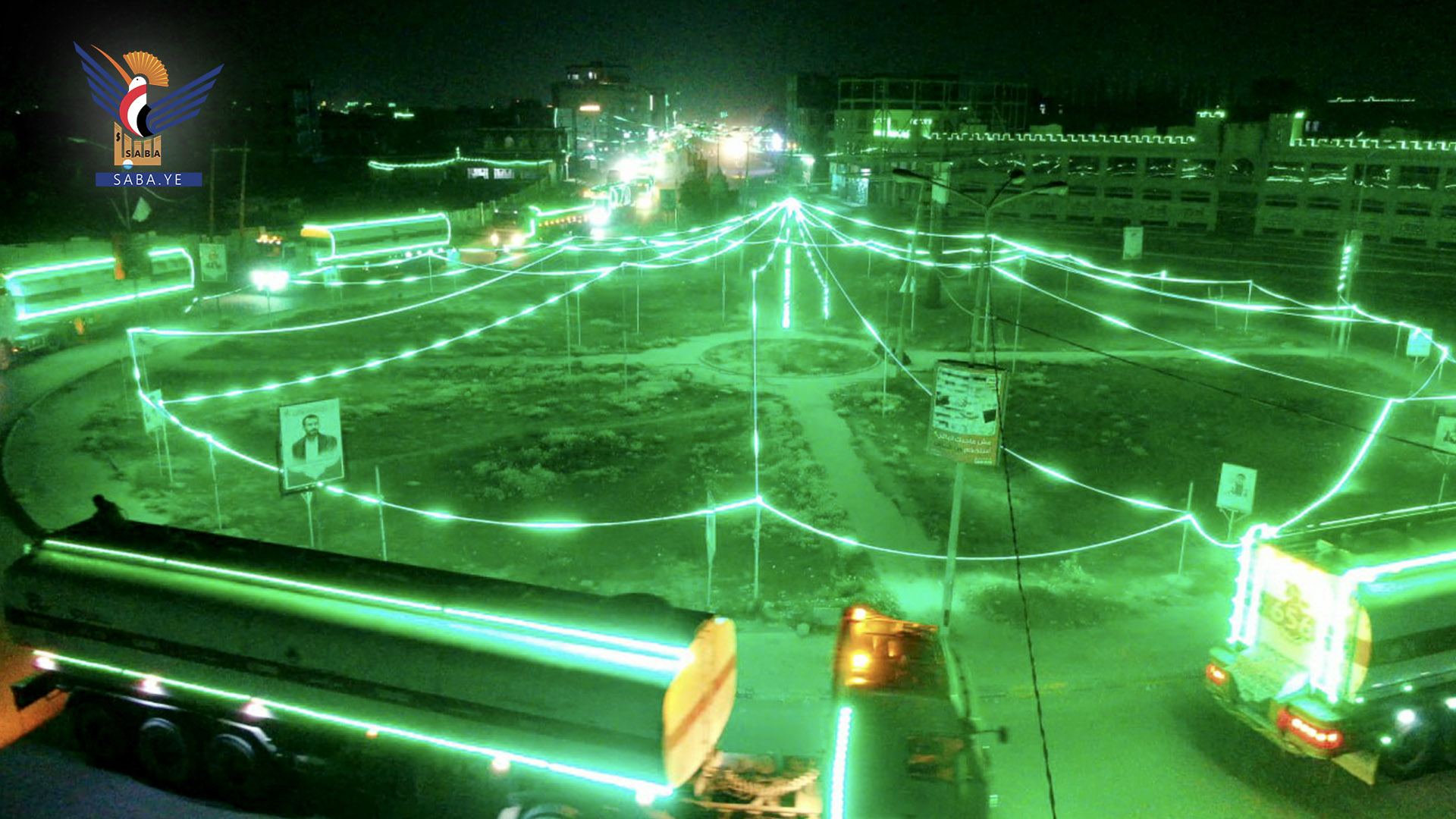 ذمار .. مسيرة ضوئية من 121 قاطرة مشتقات نفطية احتفاء بالمولد النبوي 