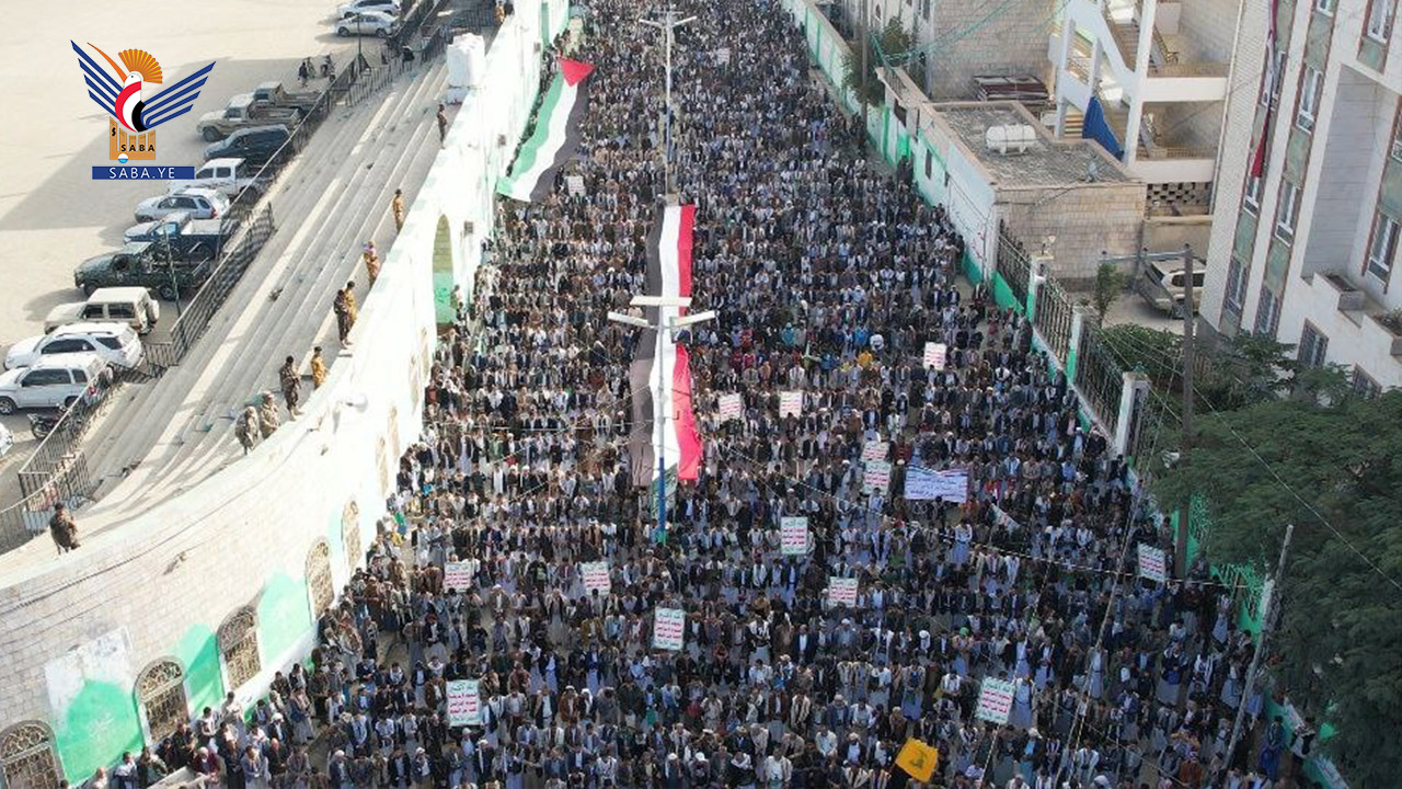 112 مسيرة في حجة بعنوان "ثابتون مع غزة .. بلا كلل ولا ملل ولا تردد"