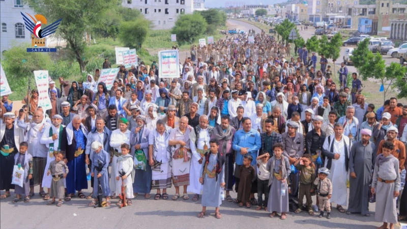 تعز تحتشد في 94 مسيرة استمرارا في الجهاد والثبات في نصرة غزة