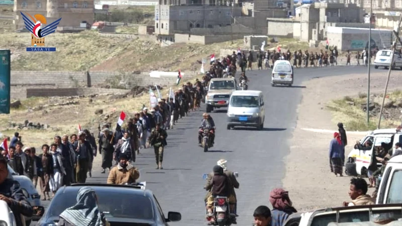 مسير راجل ووقفة لخريجي دورات "طوفان الأقصى" بمربع جبل النبي شعيب في بني مطر