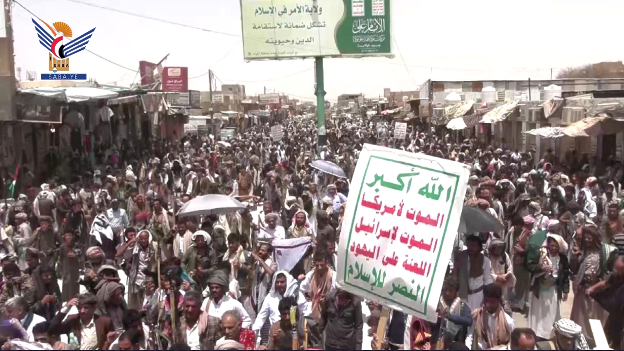 مسيرات حاشدة في الجوف استمرارا في نصرة الشعب الفلسطيني 