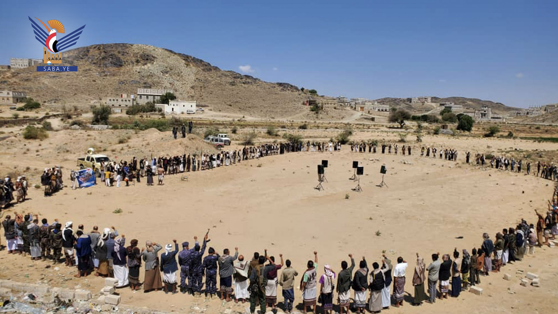 وقفة قبلية لأبناء مديرية ريف البيضاء دعماً لفلسطين وإعلان النفير العام