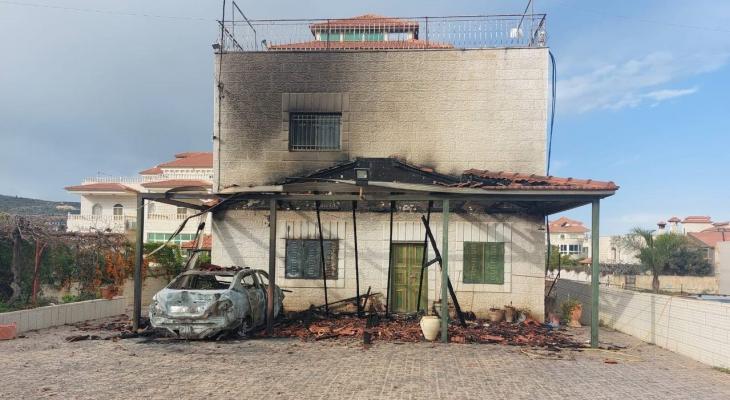 مستوطنون يُحرقون منزلا ومنشأة زراعية جنوب نابلس