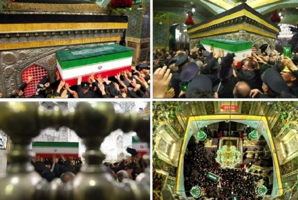 مواراة جثمان قائد الثورة الإيرانية في رواق دار الذكر بالحرم الرضوي في مشهد