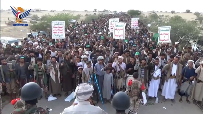 مسيرات حاشدة في مأرب وفاء للشهداء وتأكيدا على عدم التراجع عن إسناد غزة