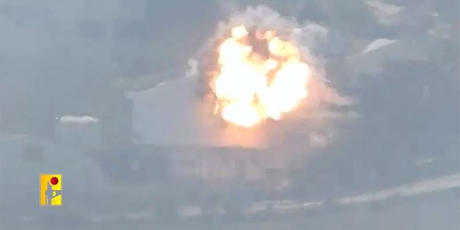 المقاومة اللبنانية تستهدف مبنى يستخدمه جنود العدو الصهيوني في مستوطنة المنارة