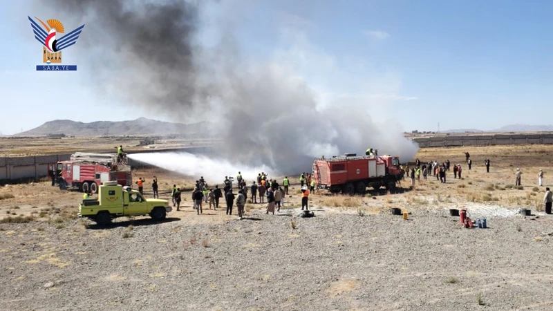 كوادر فرع شركة النفط في ذمار تنفذ تطبيقًا عمليًا لمهارات الدفاع المدني