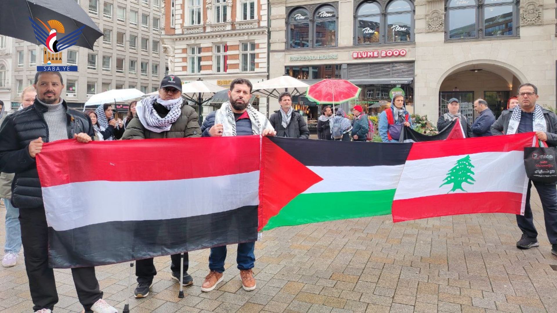  مظاهرة في هامبورغ الألمانية تنديدًا بالعدوان الأمريكي الإسرائيلي على غزة واليمن