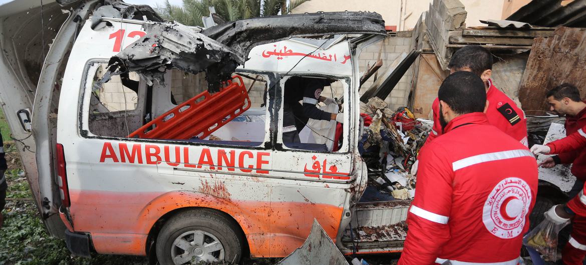 الأمم المتحدة تعبر عن غضبها من استهداف الجيش "الإسرائيلي" الهلال الأحمر بغزة