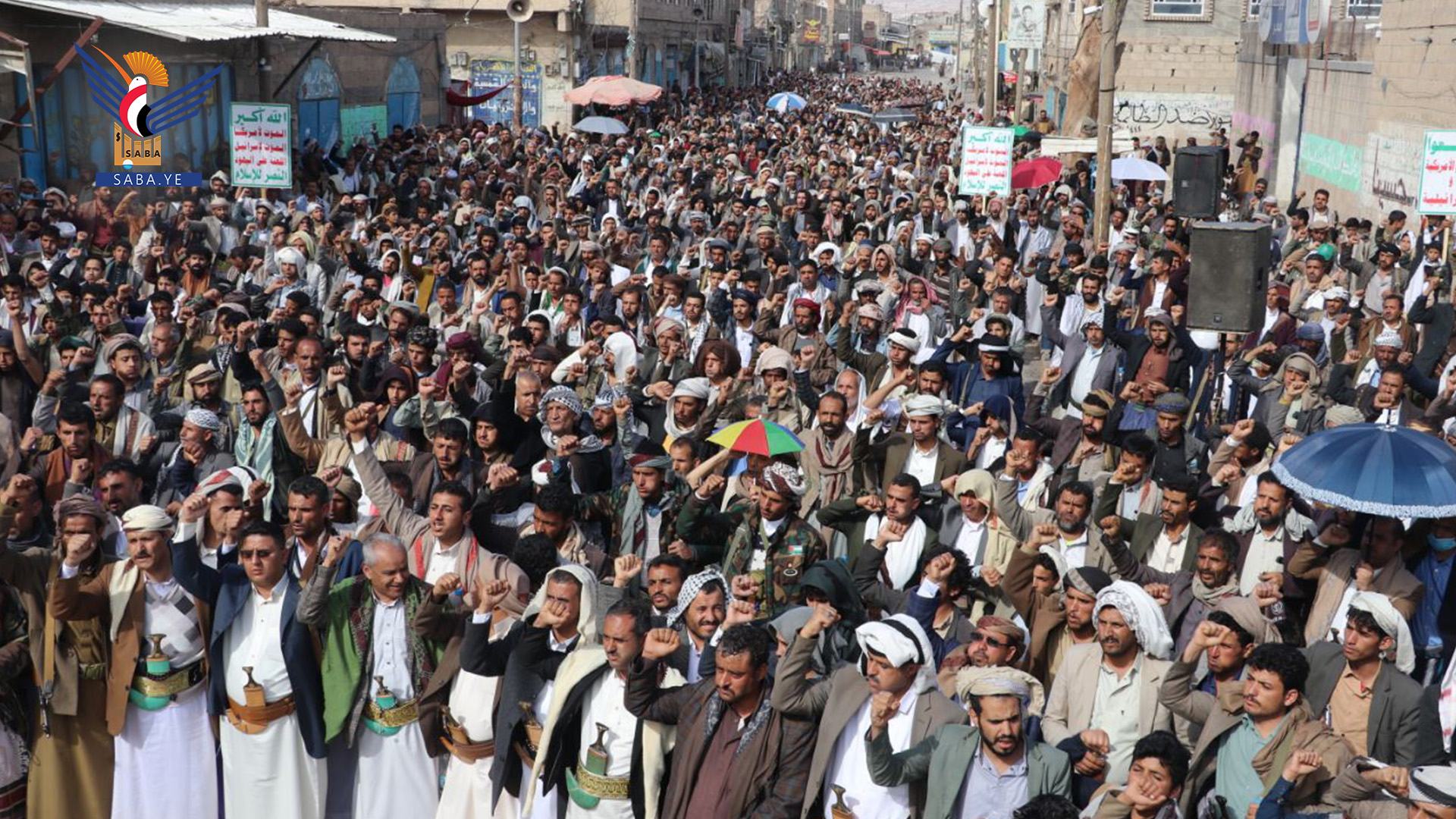 مسيرات حاشدة في ذمار نصرة لغزة ومواجهة العدوان الأمريكي