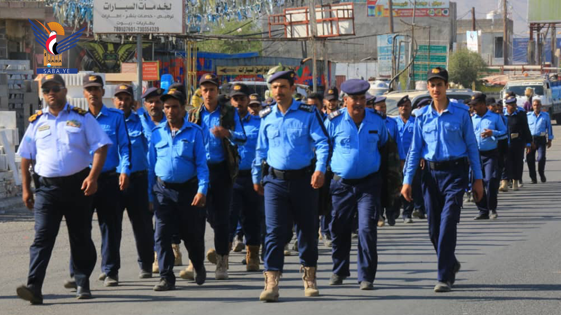 مسير لمنتسبي شرطة مرور تعز إسنادًا لغزة وإعلان الجهوزية لمواجهة أي تصعيد