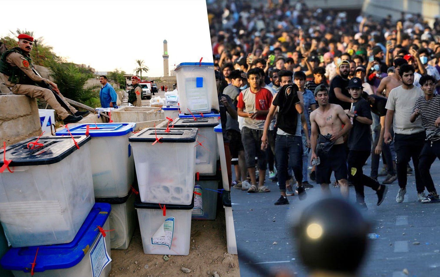 مظاهرات وسط العاصمة العراقية بغداد رفضاً لنتائج الانتخابات البرلمانية