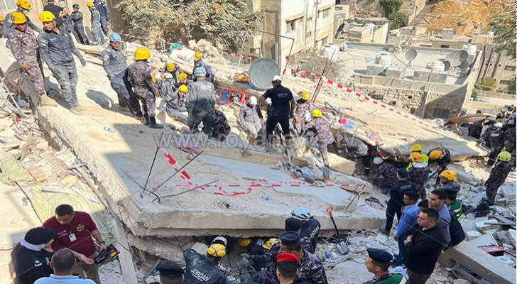 إرتفاع حصيلة وفيات إنهيار عمارة اللويبدة في عاصمة الاردن إلى 13 وفاة