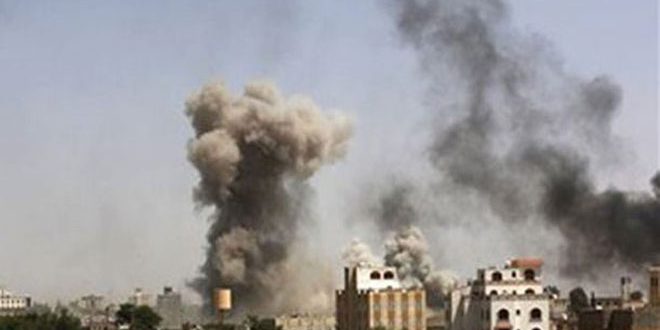 طيران العدوان يشن غارتين على مديرية حرف سفيان بعمران