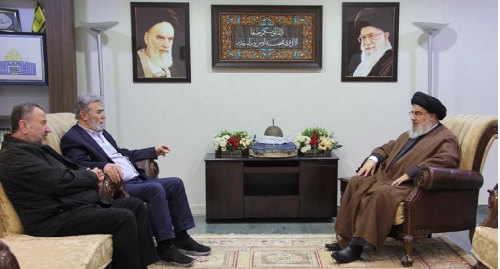 السيد نصر الله يبحث مع النخالة والعاروري التطورات في غزة وجنوب لبنان