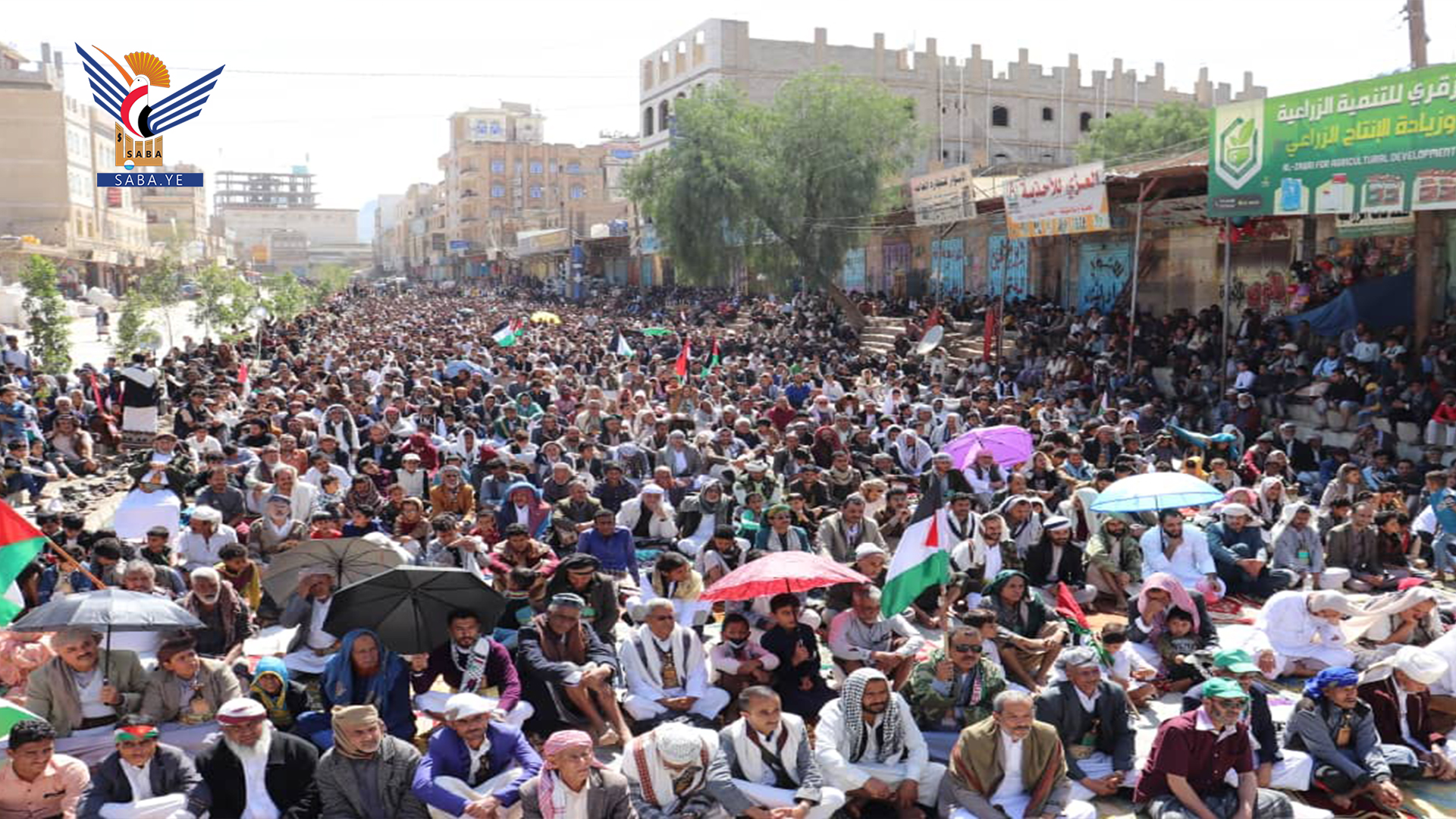 مسيرة جماهيرية حاشدة في الضالع نصرة للشعب الفلسطيني