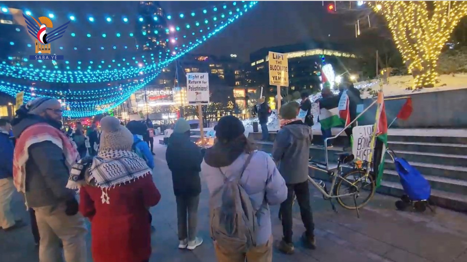 تظاهرة في مدينة فانكوفر الكندية تضامنا ودعما لليمن بعد القصف الأمريكي البريطاني الأخير