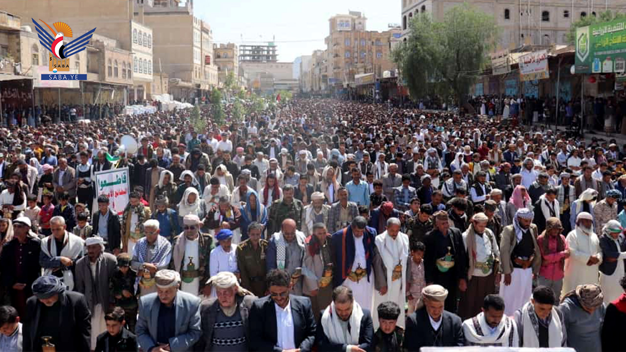 مسيرة حاشدة في دمت ووقفة في الخشاء بالضالع نصرة للمقاومة الفلسطينية