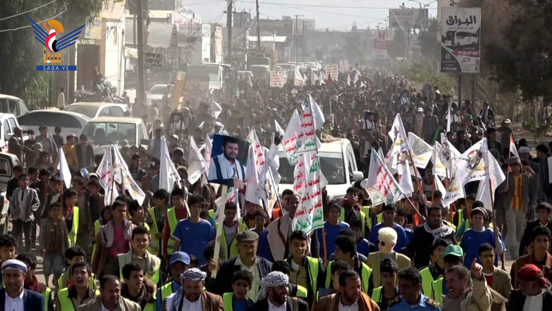 مسيرة لطلاب مدارس مدينة عمران تضامنا مع الشعب الفلسطيني