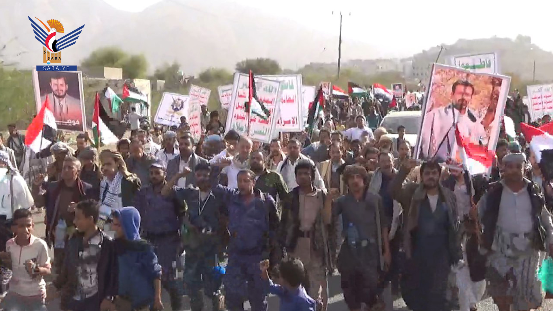 مسيرة في القبيطة بمحافظة لحج بعنوان ” ثابتون على الموقف مع غزة حتى النصر “