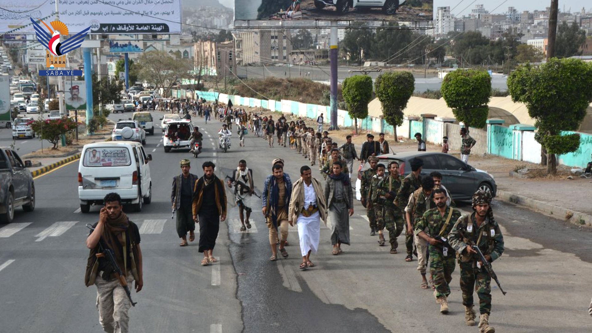 مسير مسلح بإب تأكيدا على ثبات الموقف مع غزة