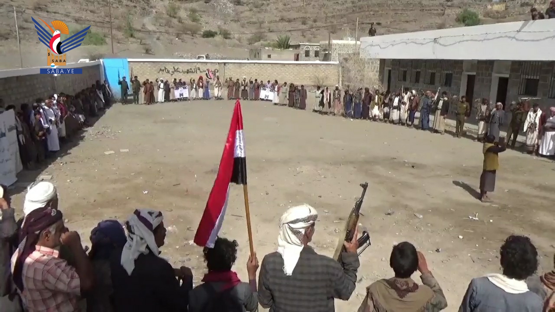 مأرب .. وقفة في رحبة لإعلان النفير لمواجهة العدوان الأمريكي البريطاني 