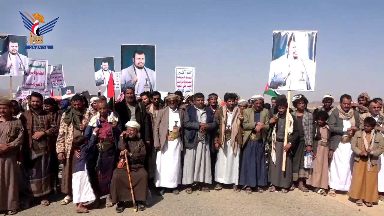 مأرب.. خمس مسيرات حاشدة تحت شعار “ساحاتنا جهاد.. ثابتون مع غزة حتى النصر”