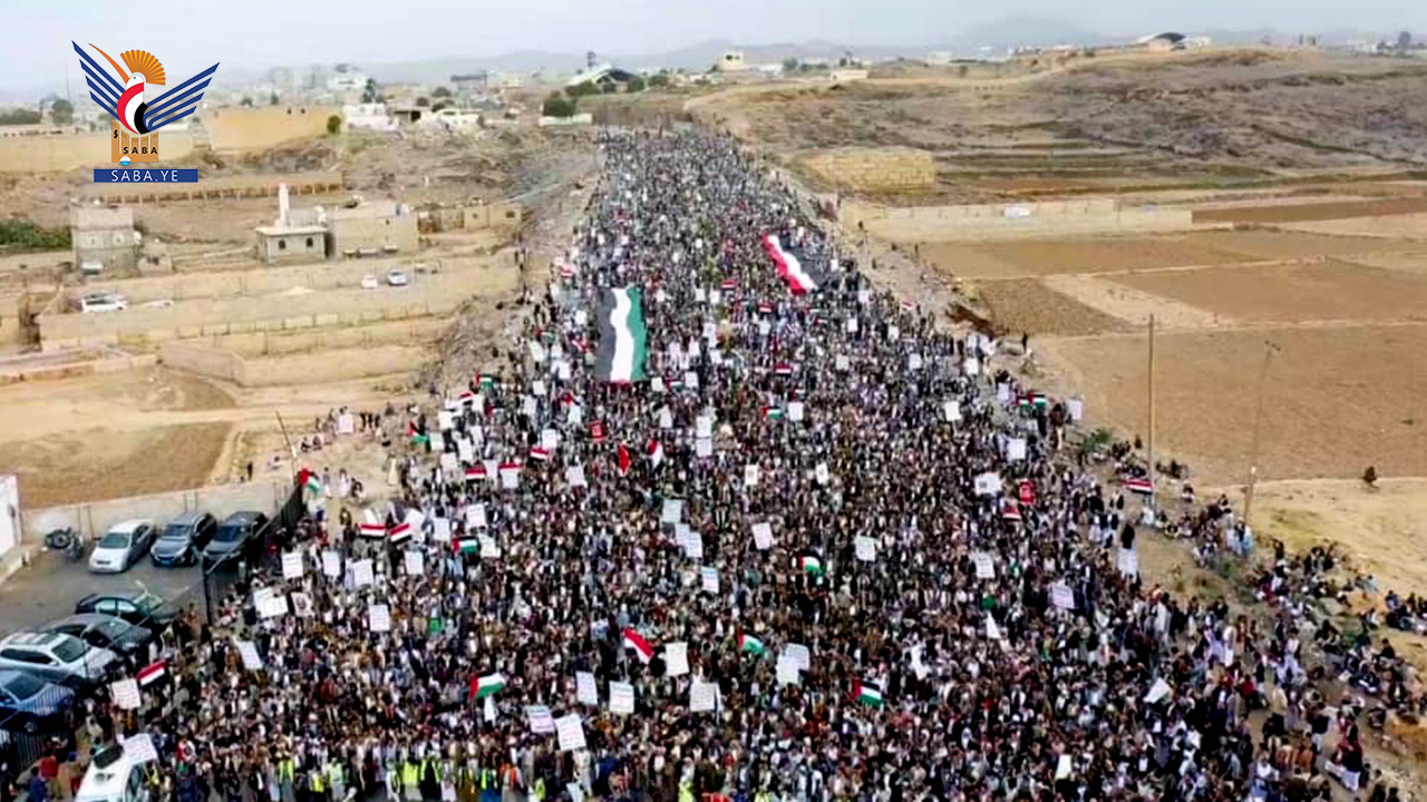 عمران.. حشود غير مسبوقة في مسيرات “ساحاتنا جهاد.. ثابتون مع غزة حتى النصر”