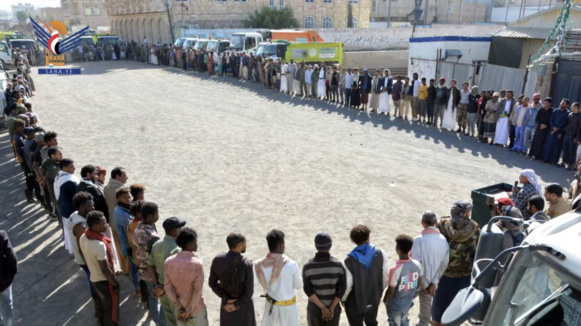 وقفة لموظفي صندوق النظافة بمحافظة صنعاء تضامنا مع الشعب الفلسطيني