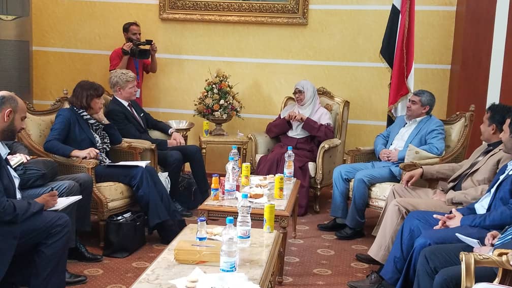 وزيرة حقوق الإنسان تناقش مع سفراء الاتحاد الأوروبي وفرنسا وهولندا الاوضاع الإنسانية في اليمن