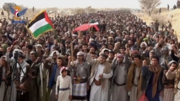 مسيرات حاشدة بمأرب تضامنا مع غزة ورفضا لمشاريع التهجير