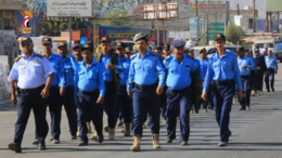 مسير لمنتسبي شرطة مرور تعز إسنادًا لغزة وإعلان الجهوزية لمواجهة أي تصعيد